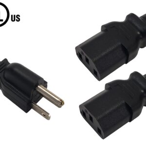 NEMA 5-15P to 2x IEC C13 Power Splitter Cable - SJT