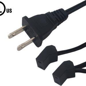 6ft NEMA 1-15P to 2x AC Fan Power Splitter Cable 18AWG - SPT-1