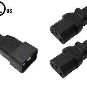 IEC C20 to 2x IEC C13 Power Splitter Cable - SJT