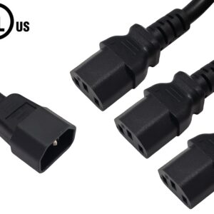 IEC C14 to 3x IEC C13 Power Splitter Cable - SJT