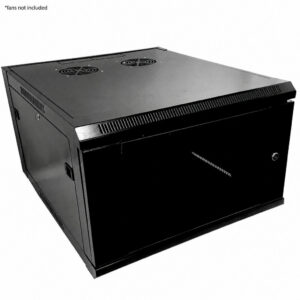 Wall Mount Cabinet 6U x 23 inch Usable Depth, Glass Door - Black
