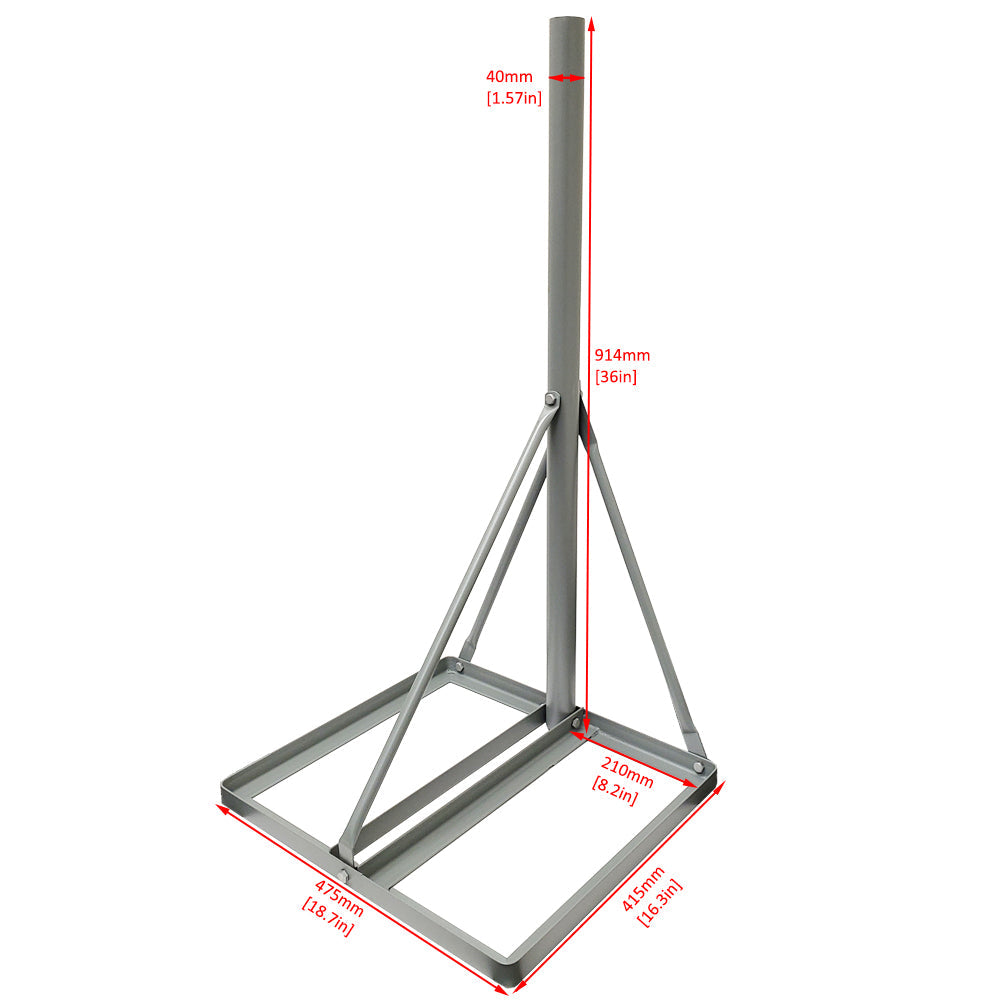 36 inch Heavy Duty Non-Penetrating Roof Mount Mast - Powder Coat - Grey - Image 5