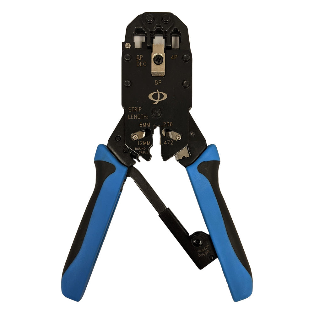 Professional Ratcheting Crimp Tool for Modular Plugs - RJ45, RJ12, RJ11, RJ9 & DEC Plugs - Strip and Cut - Image 2