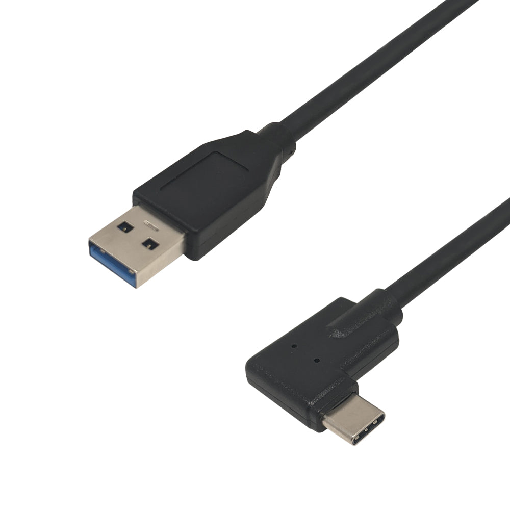 USB 3.1 Type-C Right/Left Angle Male Cable to A Straight Male - Black