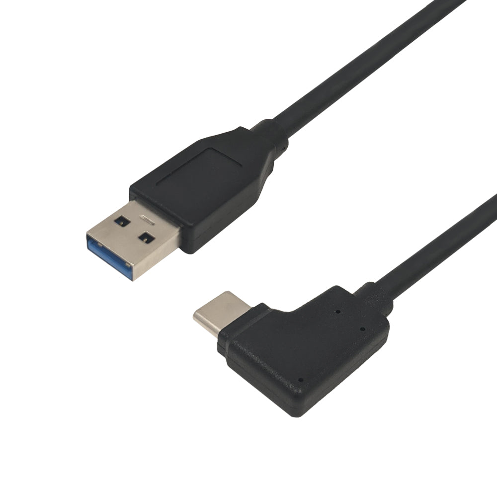 USB 3.1 Type-C Right/Left Angle Male Cable to A Straight Male - Black - Image 2