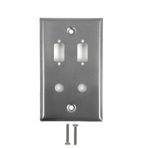 Single Gang - 2x ICDB Cutout - 2x 3/8 inch Hole - Stainless Steel Wall Plate