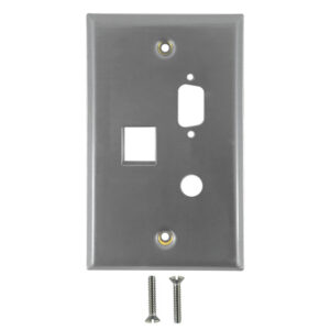 Single Gang - 1x ICDB - 1x 3/8 inch - 1x Keystone - Stainless Steel Wall Plate