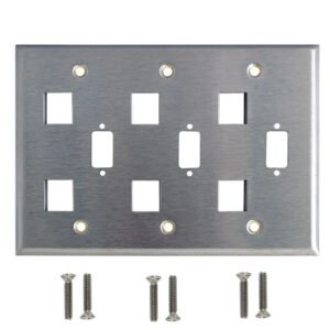 Triple Gang - 3x ICDB Cutout - 6x Keystone - Stainless Steel Wall Plate