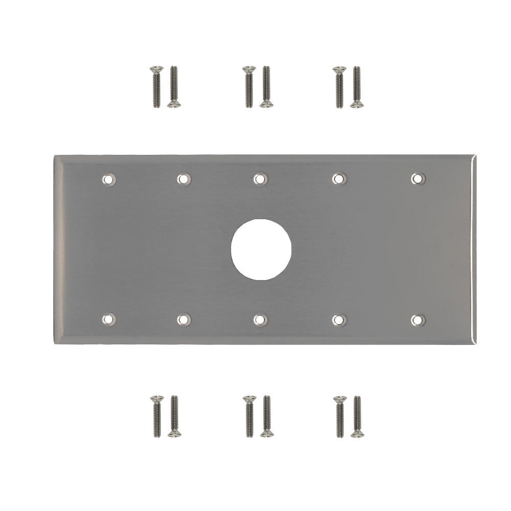 Five Gang - 1x 34.8mm Hole - Stainless Steel Wall Plate
