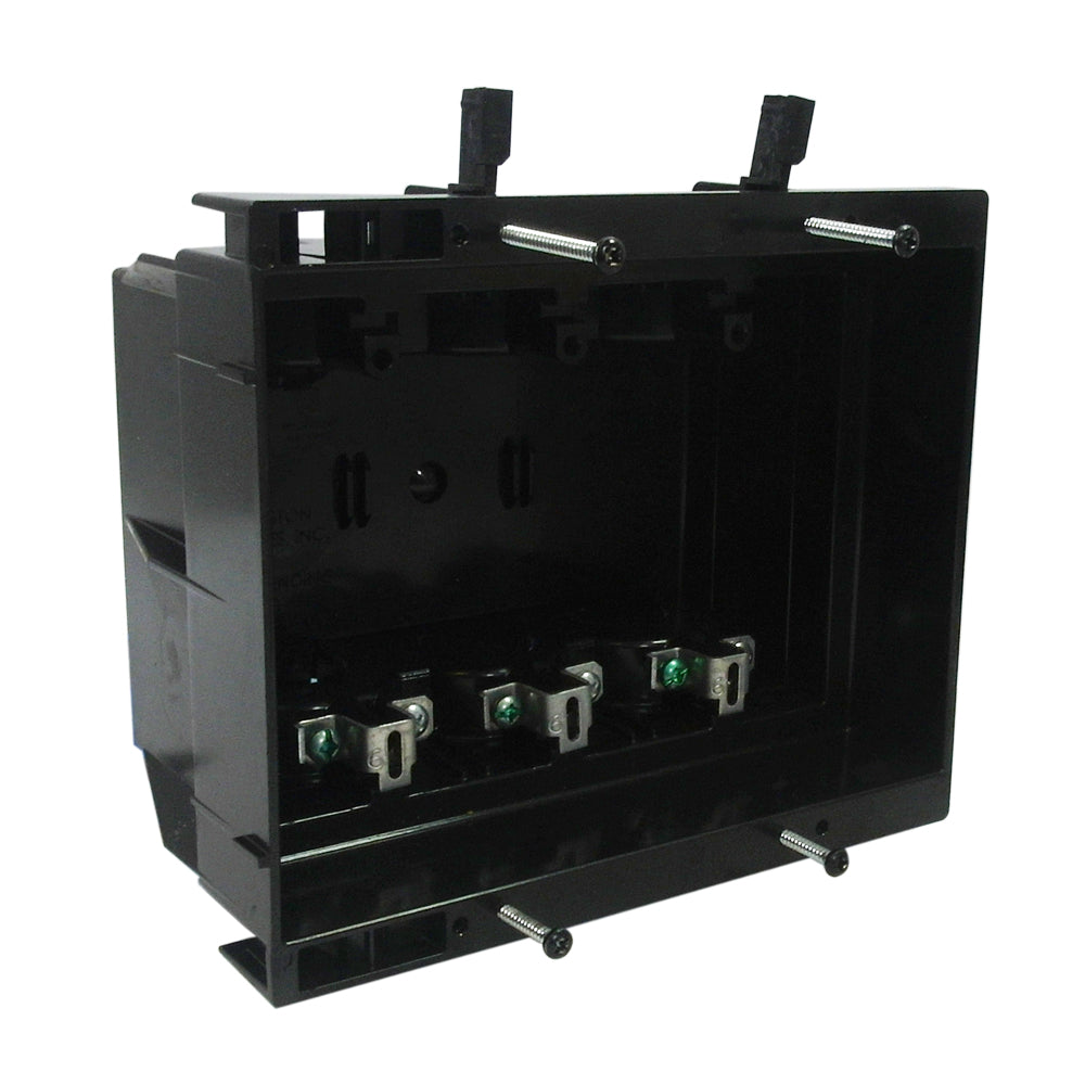 Recessed Box, Triple Gang - Enclosed Back for A/V or Power - Black
