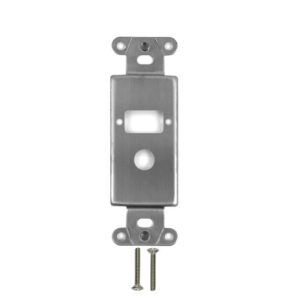 Decora Strap 1x DB9 Cutout - 1x 3/8" Hole Cutout - Stainless Steel Wall Plate