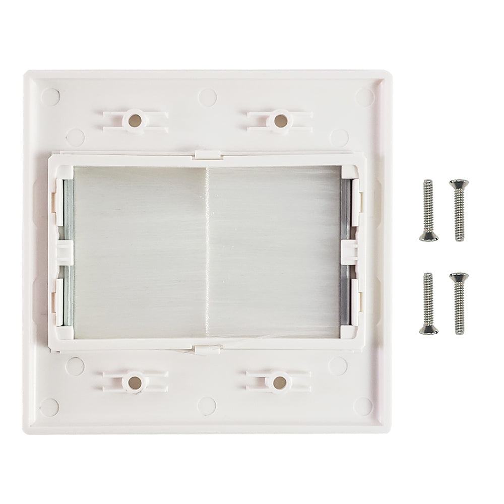 Cable Pass-through Wall Plate, Brush Style, Double Gang Decora - White - Image 2