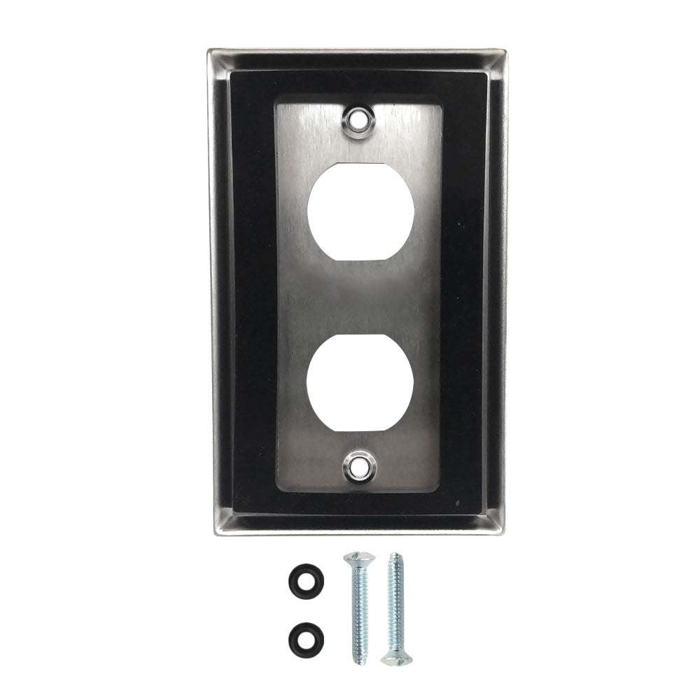Single Gang - 2x Ethernet Bulkhead Hole - IP44 Rated - Stainless Steel Wall Plate - Image 2