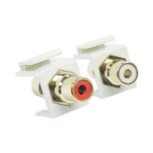 Audio Female/Female Keystone Wall Plate Insert (Red & White Color Coded) Coupler