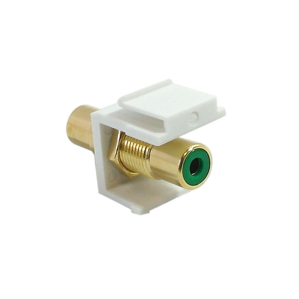 RCA Female/Female Keystone Wall Plate Insert White, Gold Plated - Green - Image 2
