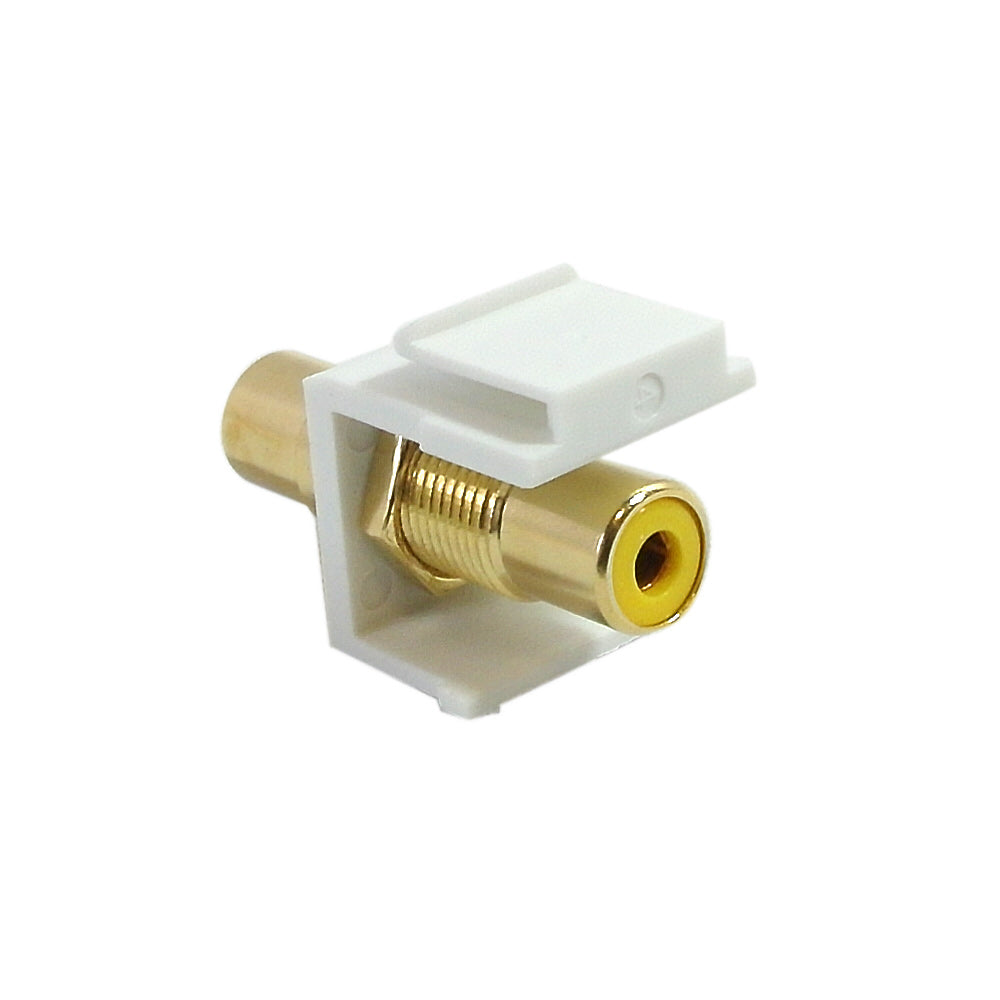 RCA Female/Female Keystone Wall Plate Insert White, Gold Plated - Yellow - Image 2