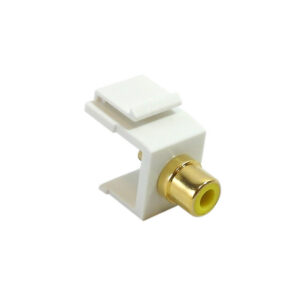 RCA Solder to Female Keystone Wall Plate Insert White, Gold Plated - Yellow