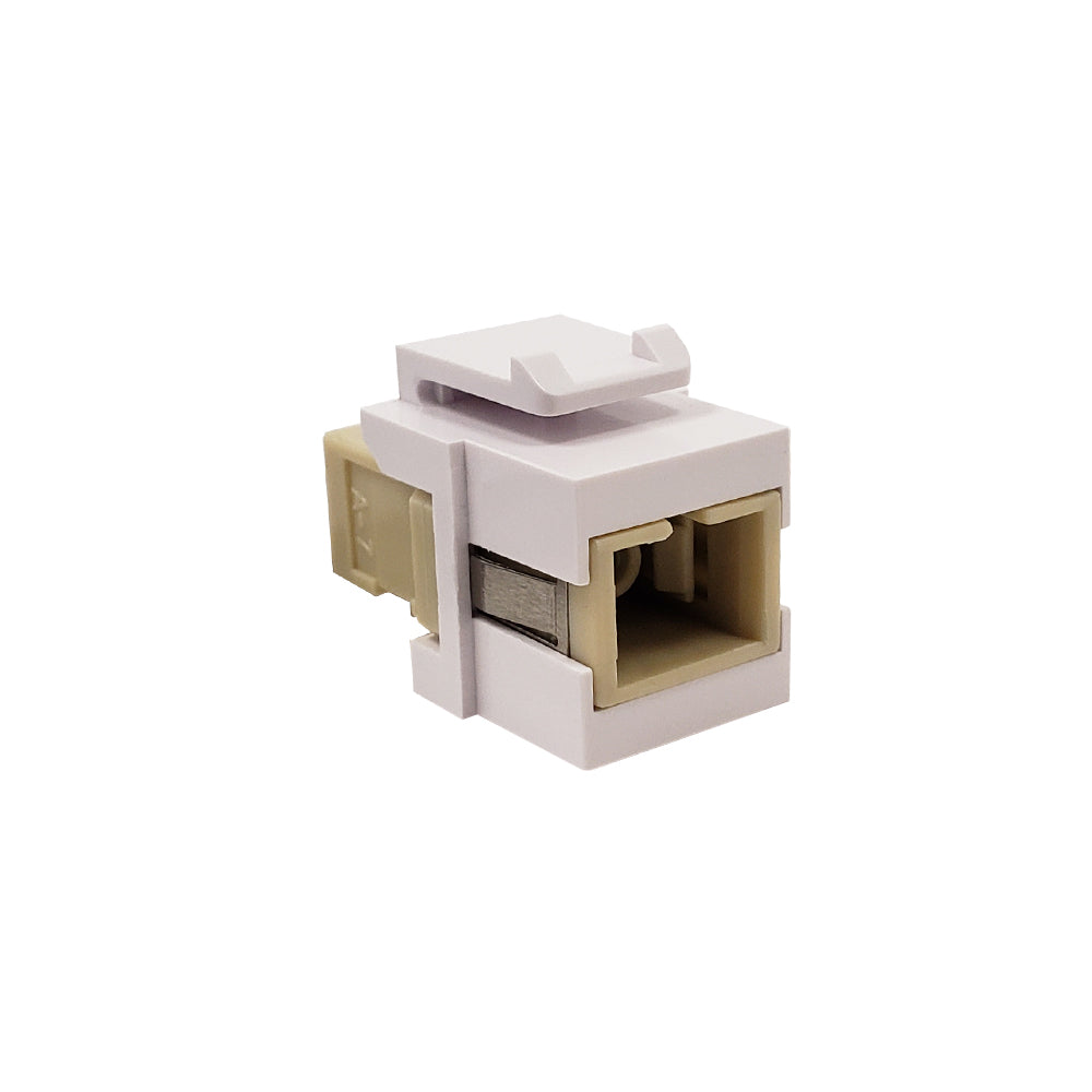 SC/SC Keystone Wall Plate Insert White - Multimode 62.5u Simplex - Beige