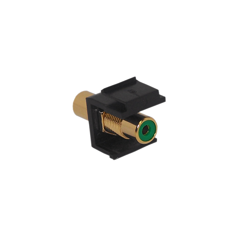 RCA Female/Female Keystone Wall Plate Insert Black, Gold Plated - Green - Image 2
