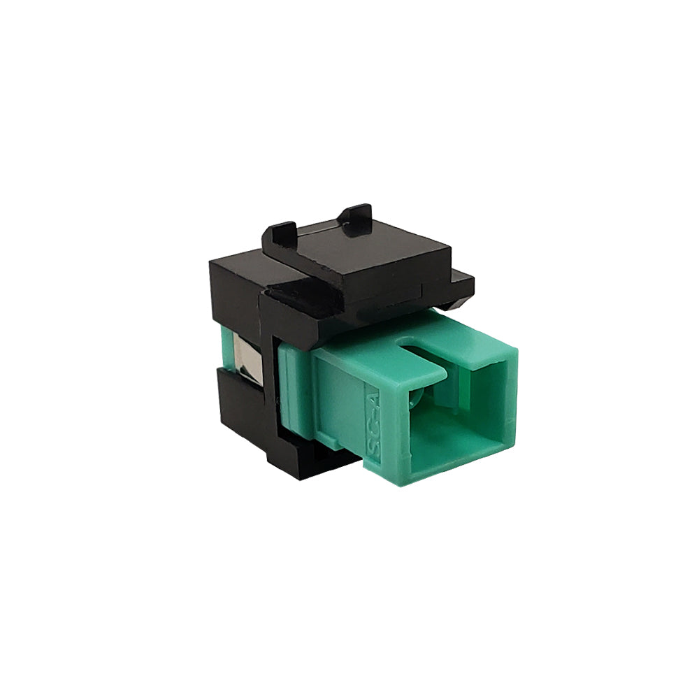 SC/SC Keystone Wall Plate Insert Black- Multimode OM3/4 Simplex - Aqua - Image 2