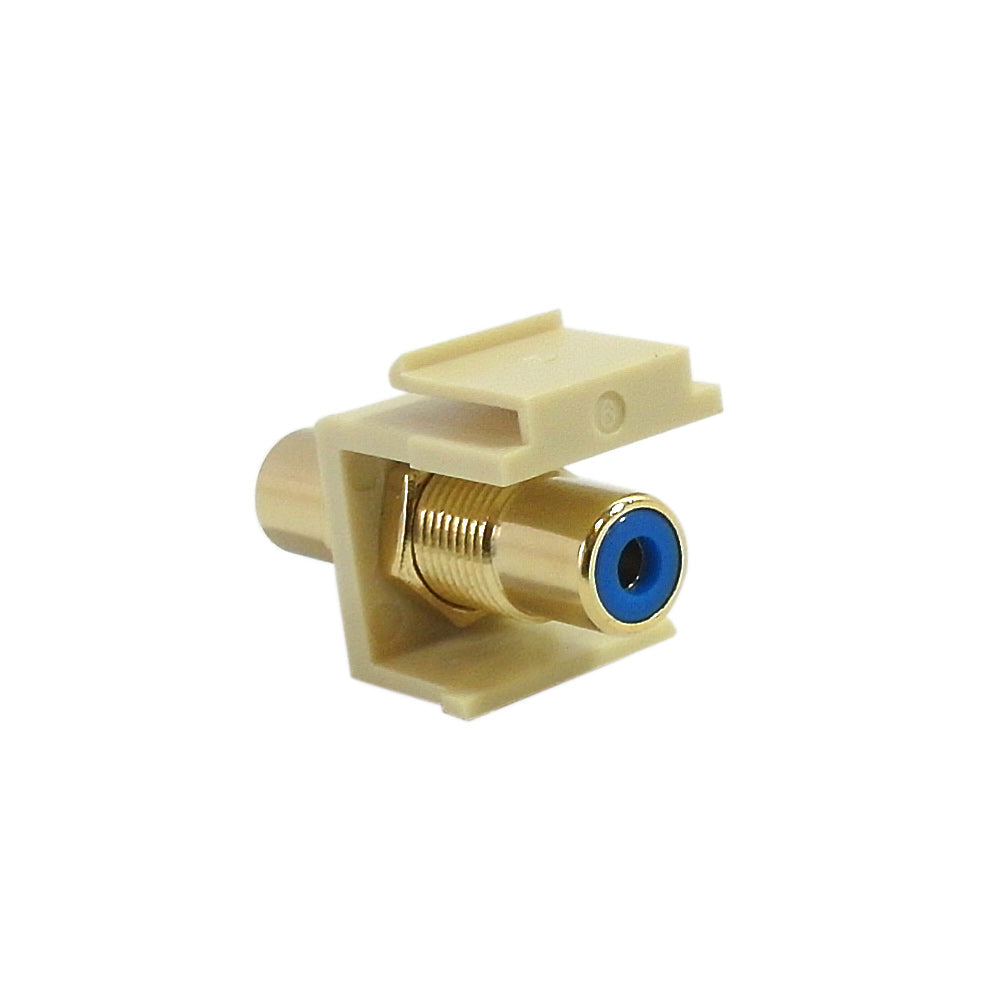 RCA Female/Female Keystone Wall Plate Insert Ivory, Gold Plated - Blue - Image 2