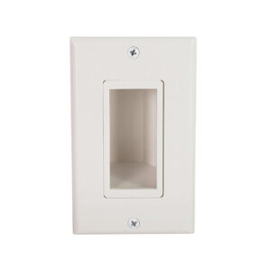 Cable Pass-Through Wall Plate with built-in Wall Clip - Side Exit - Single Gang - White