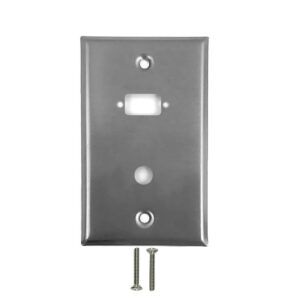 Single Gang - 1x ICDB Cutout - 1x 3/8 inch Hole - Stainless Steel Wall Plate
