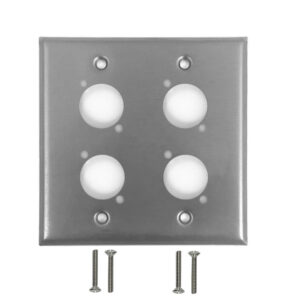 Double Gang - 4x D-Cut - Stainless Steel Wall Plate