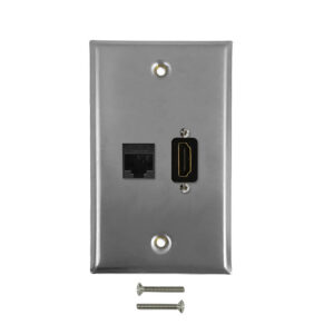 Single Gang SS Wall Plate Kit (1x HDMI, 1x CAT6)