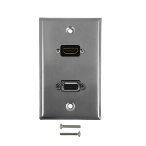 VGA, HDMI Single Gang Wall Plate Kit - Stainless Steel