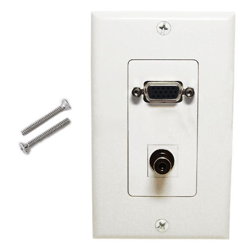 1-Port VGA + 1-Port 3.5mm Wall Plate Kit Decora White
