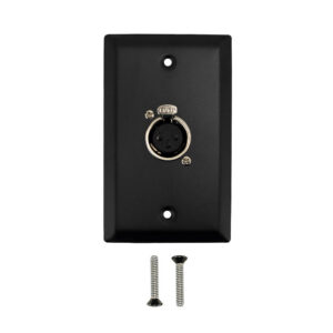 Single Gang 1 x XLR Locking Female Stainless Steel Wall Plate Kit - BLACK