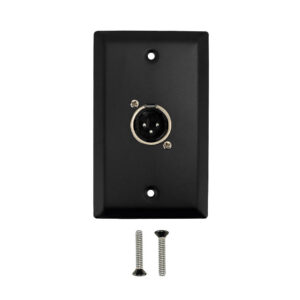 Single Gang 1 x XLR Male Stainless Steel Wall Plate Kit - BLACK